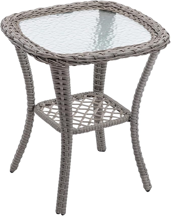 3 Pieces Outdoor Swivel Rocker Patio Chairs, 360 Degree Rocking Patio Conversation Set with Thickened Cushions and Glass Coffee Table for Backyard, Grey