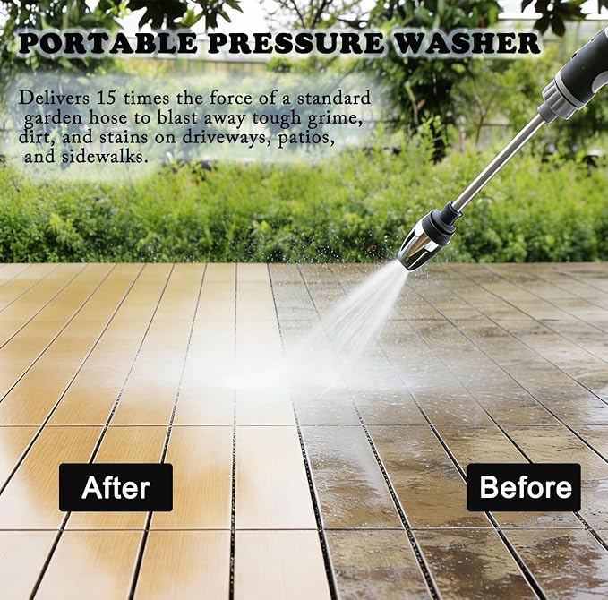 Pressure Washer 15x More Powerful Than Hoses,Washer Gun Upgraded Handheld High Pressure Washer with 360 Rotating for Three Spray Modes with Foam Pot, Effortless Dirt & Stain Removal
