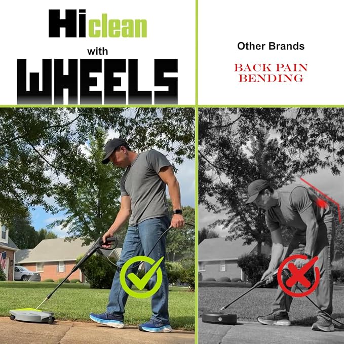 Hiclean 15" Pressure Washer Surface Cleaner with Wheels 3400 PSI Max, Surface Cleaner for Power Washer Attachment for Concrete, Patio, Sidewalk, and Driveways
