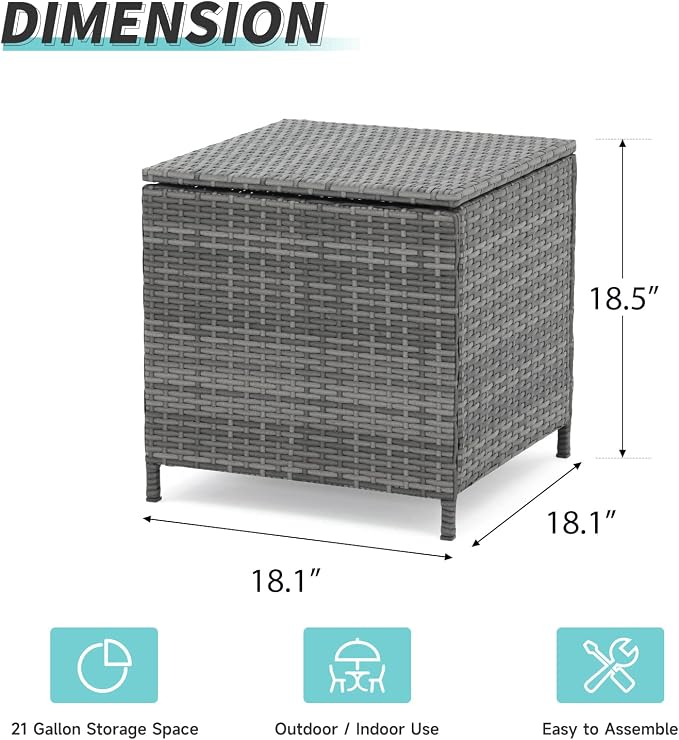 Verano Garden Outdoor Wicker Side Table Set of 2, Small Storage Rattan Wicker End Table, Square Resin Coffee Table for Garden Porch Deck Living Room Backyard