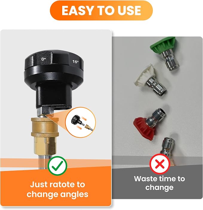 Giraffe Tools Adjustable 6-in-1 Quick Changeover, Power Washer Nozzle, 1/4" Quick Connect, 4000 PSI