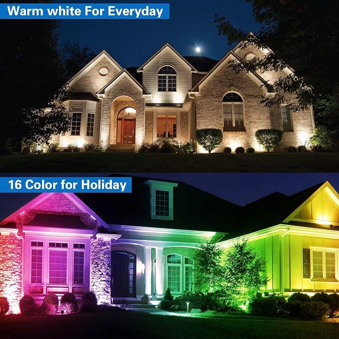 6W RGB Landscape Lighting Low Voltage,16 Color Changing Landscape Lights,12V~24V Outdoor Colored Spotlight for Garden,Birthday,Halloween,Christmas Party Decorative(6Pack)