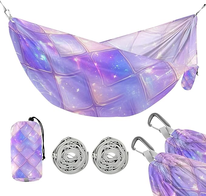 Purple Dragon Scales Sparkling 330lb Capacity Outdoor Hammocks with Hanging Rope Cloth Hammock for Outside Patio Garden hamaca inflable para Piscina