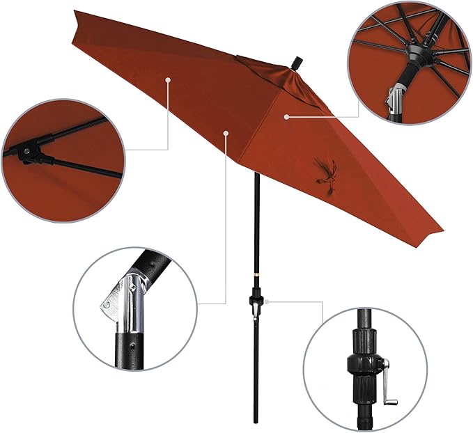 California Umbrella 9' Round Aluminum Pole Fiberglass Rib Market Umbrella