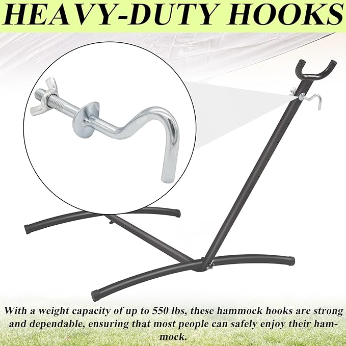 4 Packs Hammock Hooks Heavy-Duty Replacement Hooks Hammock Combo Hardware Kit Hammock Stand Replacement Hooks Fit 3/8 Inch Dia. for Home Patio Umbrella Base Garden (Silver)