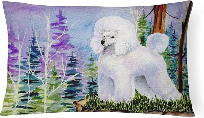 Caroline's Treasures SS8639PW1216 Poodle Canvas Fabric Decorative Pillow Machine Washable, Indoor Outdoor Decorative Pillow for Couch, Bed or Patio, 12HX16W