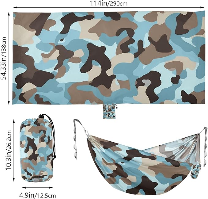Camouflage Blue 330lb Capacity Hammocks for Camping with Tree Straps Tree Hammock for Outside Beach Patio Garden hamacas para adultos