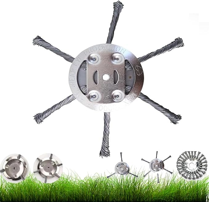 Steel Wire Grass Trimmer Head, 6 inch Universal Steel Wire Trimmer Head, Wire Trimming Head for weedeater, Tool-Free Installation (6 Blades)