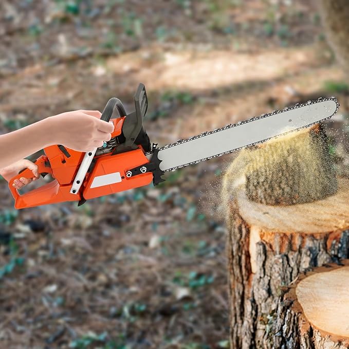 72CC 2-Stroke 24” Chainsaw, Portable Gas Powered Chain Saws, Handed Petrol Woodcutting Saw Gasoline Chain Saw for Cutting Tree Wood with Tool Kit Chainsaw in Garden Farm
