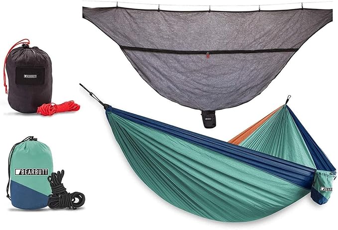 Bear Butt Double Camping Hammock and Bear Butt Hammock Bug Net Bundle