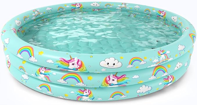 Jasonwell Inflatable Baby Kiddie Pool - Toddler Pool Kids Paddling Baby Swimming Pools Blow Up Ball Pit Infant Wading Pools for Backyard Piscina Inflable para Niños (51in Unicorn)