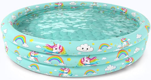 Jasonwell Inflatable Baby Kiddie Pool - Toddler Pool Kids Paddling Baby Swimming Pools Blow Up Ball Pit Infant Wading Pools for Backyard Piscina Inflable para Niños (59in Unicorn)