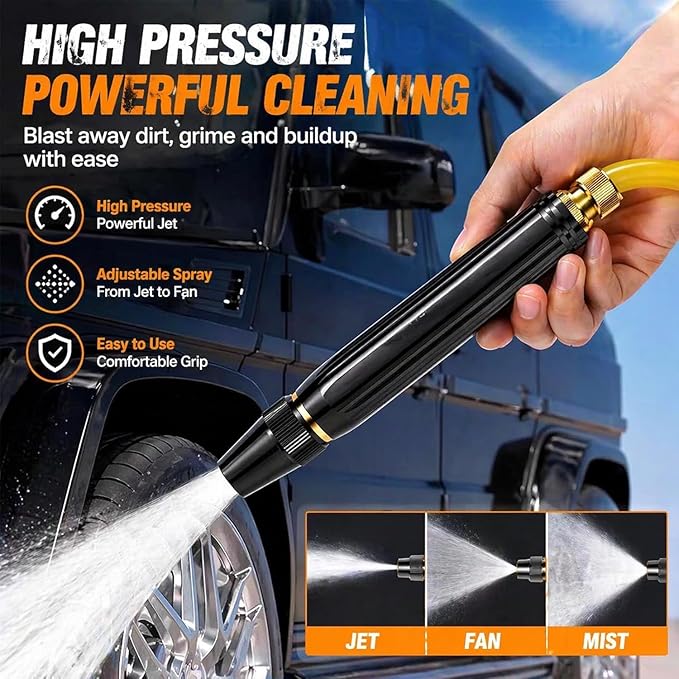 Home High-Pressure Car Wash Water Gun with Booster Nozzle, Home High-Pressure Car Wash Water Gun with Booster Nozzle and Hose, for Watering Plants and Vegetables, and Car Washing (2PCS)