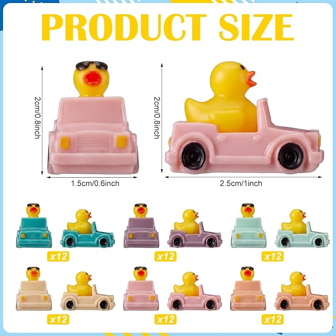 72 Pcs Mini Resin Ducks for Car Tiny Duck Miniature Duck Gifts for Vehicle Dashboard Decorations Party Favors Birthday Class Exchange Gifts