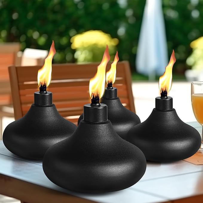 4 Pack Table Top Torches, 24.5oz Citronella Torches for Outside, Decorative Tabletop Lantern for Yard, Patio, Deck, Garden, Party, Landscape
