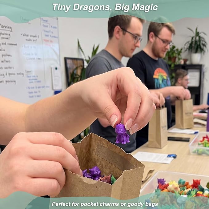 3D Printed Mini Flying Dragons 100 Pack, Color-Shifting Gradient Miniature Dragon Figurines to Hide, Tiny Animals Small Little Dragons for Fairy Garden, Micro Landscape & DIY Décor