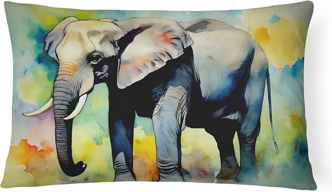 Caroline's Treasures DAC2905PW1216 Elephant Throw Pillow Machine Washable, Indoor Outdoor Decorative Pillow for Couch, Bed or Patio, 12HX16W
