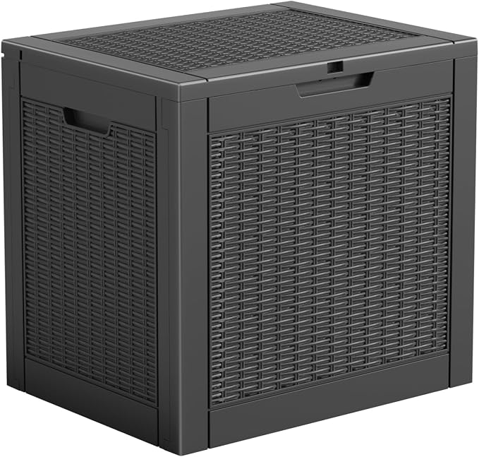 Resin Deck Box - 35 Gallon Lockable Outdoor Storage, Water-Resistant Indoor/Outdoor Bin for Package Delivery, Patio Cushions, Gardening Tools