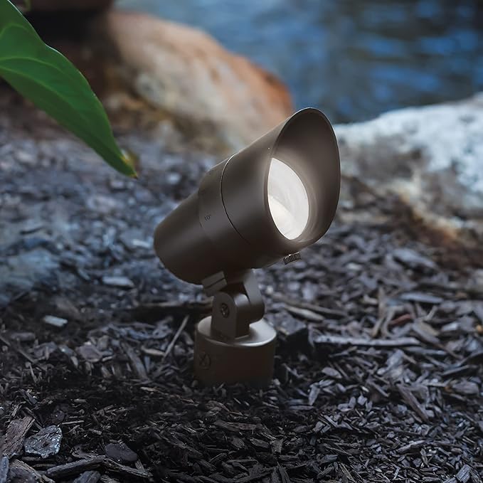 WAC Landscape Lighting, LED 12V Medium Size Accent Light with Adjustable Beam Angle and Integral Brightness Control 50-1300 Lumens 3000K Warm White Built-in LED in Bronze