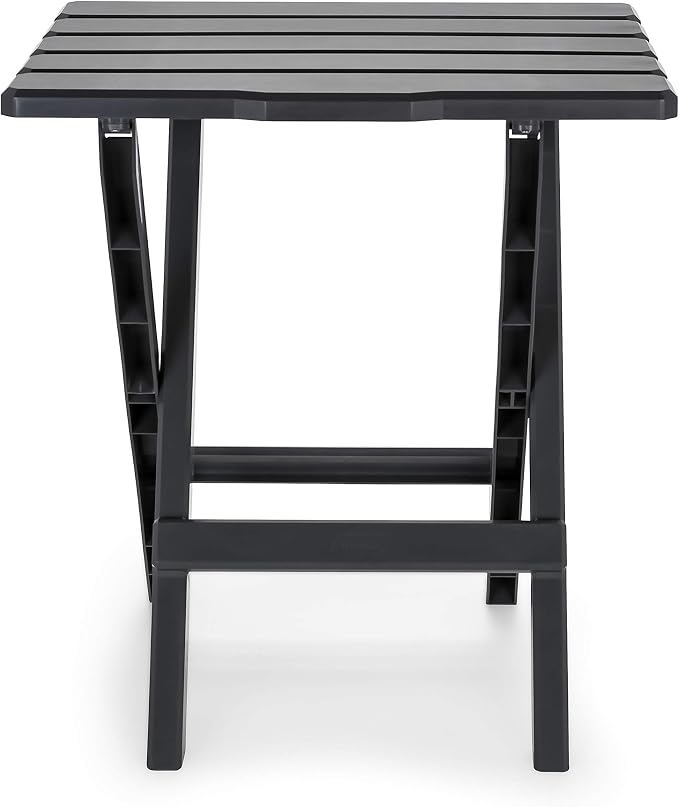 Camco 51885 Large Adirondack Portable Outdoor Furniture Folding Table, Charcoal