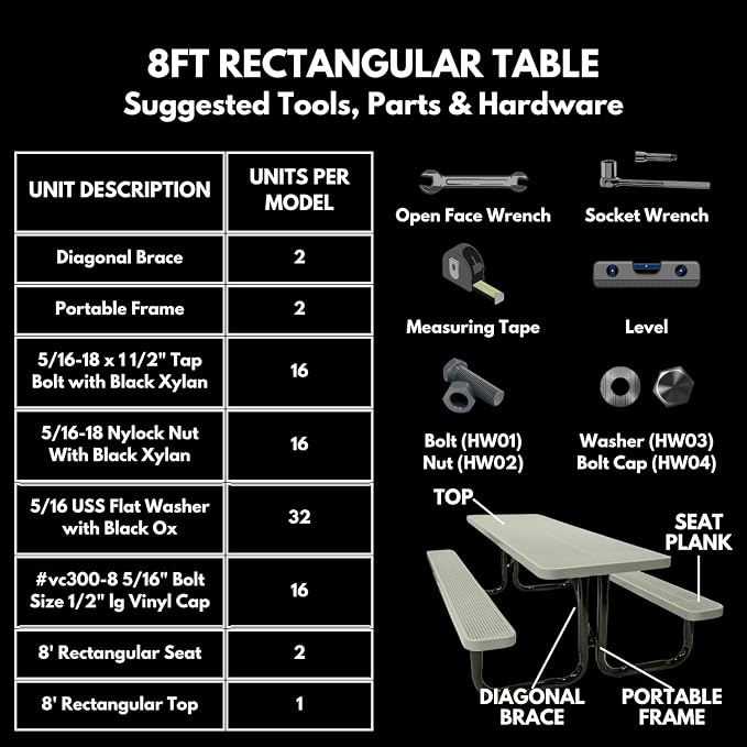 COATEDOUTDOORFURNITURE Heavy-Duty Portable Outdoor Picnic Table, Thermoplastic Coated Punched Steel Commercial-Grade Patio Dining Furniture Made in America (8ft Rectangular, Textured Red)