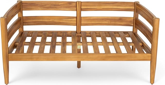 Christopher Knight Home 5-Piece Outdoor Patio Furniture Set, Acacia Wood Conversation Set with 3 Seater Sofa Loveseat Coffee Table and 2 Single Cushions Chairs, Slatted Backyard Seating Set, Dark Gray