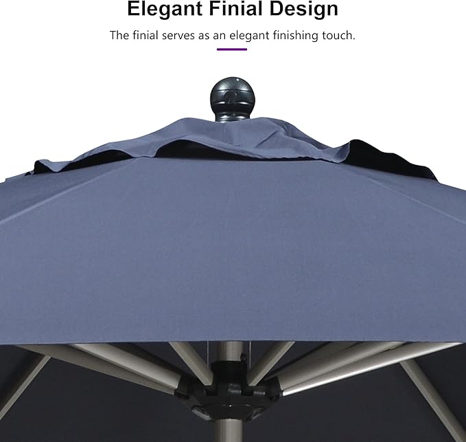 PURPLE LEAF 11' Round Patio Umbrella, Aluminum Outdoor Umbrella for 3 Year Fade Resistant, Sturdy Market Umbrella for Deck Garden, Patio, or Lawn