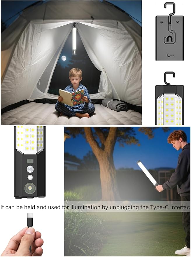 Solar sensor lights 2 pack, outdoor high-brightness lighting, motion sensor sensing, independent solar charging panel, detachable handheld lighting, safety lights suitable for porches and courtyards