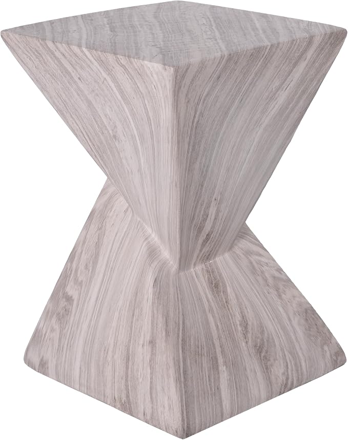 Christopher Knight Home 18.5 Inch Modern Outdoor Faux Concrete Side Table, Patio End Table with Sculptural Fluted Geometric Design, Accent Table for Garden Balcony Poolside