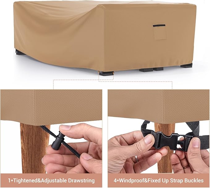 Mrrihand Heavy Duty Patio Furniture Covers, Outdoor Furniture Covers Waterproof Sectional Sofa Set , Patio Table and Chair Set Cover 74"L×47"W×28"H,Brown