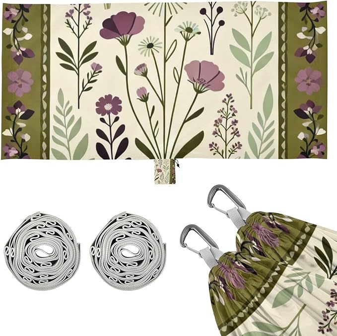 Botanical Frame Hammocks with Hanging Rope Tree Hammock for Outside Patio Backyard Poolside
