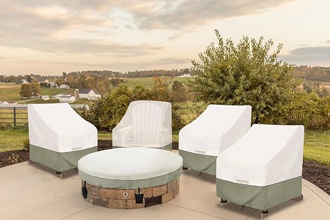 Bitubi Waterproof 2 Pack Patio Adirondack Chair Cover for Outdoor Chair Size Up to 30W x 34D x 36H inch,Outdoor Lawn Patio Furniture Covers (Beige)