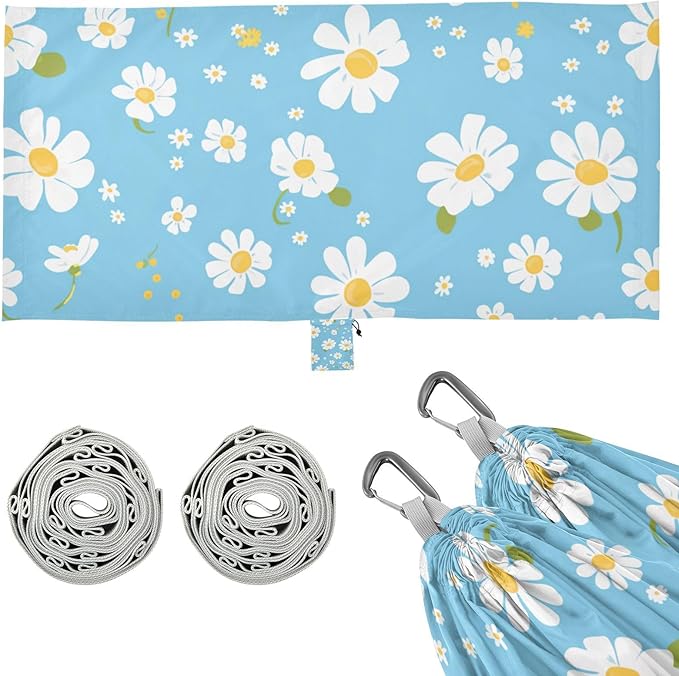 Simple Blue Daisy 330lb Capacity Outdoor Hammocks with Tree Straps Tree Hammock for Outside Patio Backyard Poolside hamaca para Camping 0 a 24 Meses