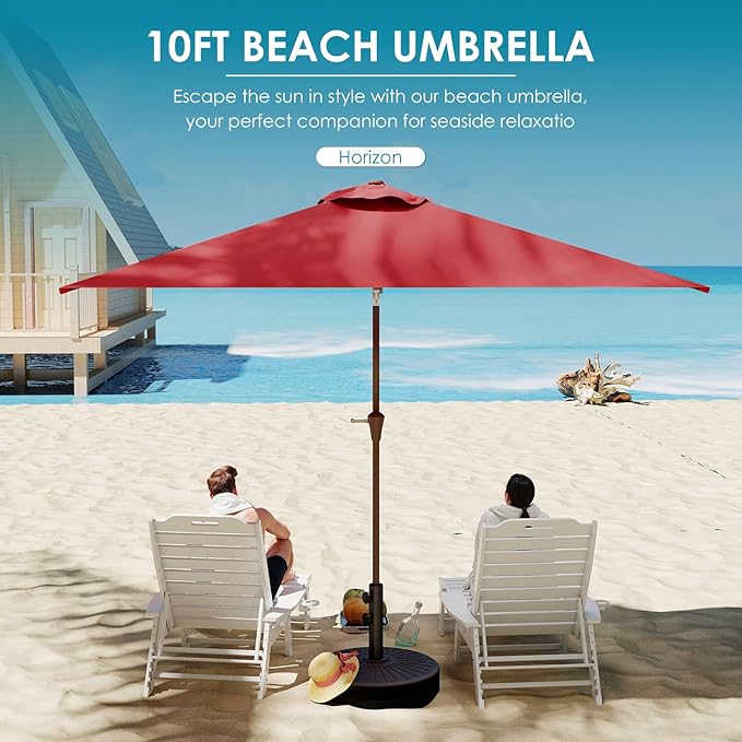 GREENVINES 6.5X10 FT Rectangular-Patio-Umbrella | Outdoor-Table-Umbrellas | 6 Sturdy Steel Ribs | Push Button Tilt & Crank | Waterproof | Market Umbrella | for Pool Backyard Garden Deck | Red