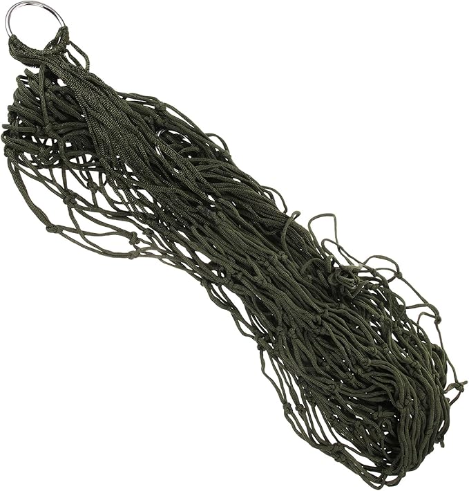 TOYANDONA Outdoor Military Green Hammock Net with Thick Nylon Rope 240x80cm Camping Sleeping Swing Hammock Chair with Tree Straps and Carry Bag for Patio and Travel