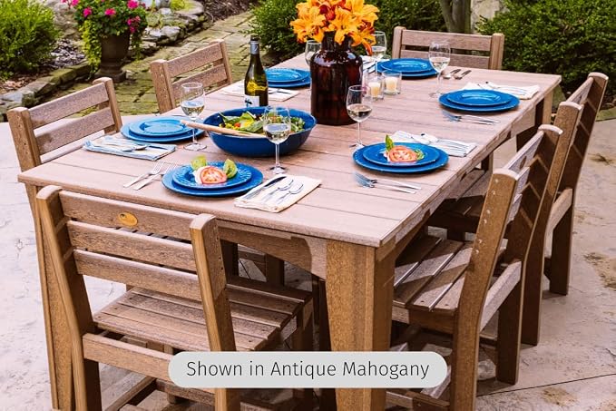 LuxCraft Poly Island Dining Table, 44" x 72" Rectangular Outdoor Patio Table, Made with Recycled Plastics, Made in USA (Antique Mahogany & Black)