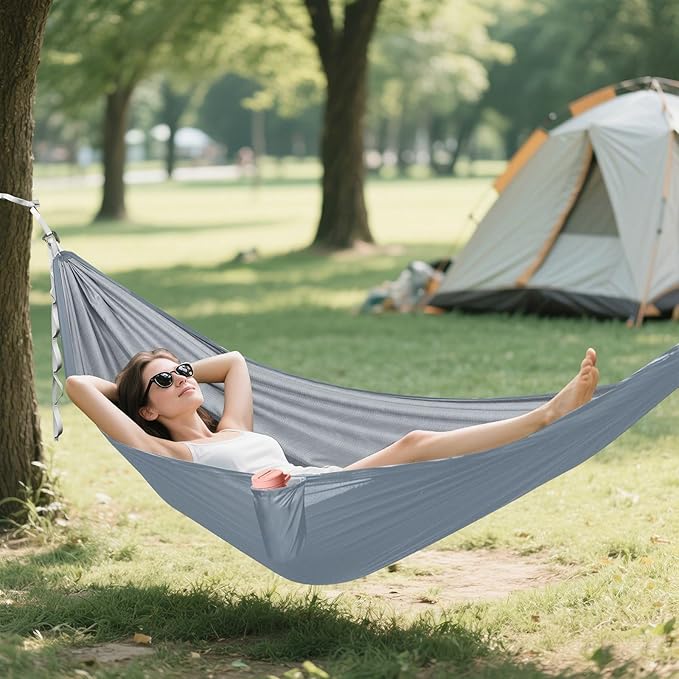 Slate Gray Solid Color Pure Plain 330lb Capacity Outdoor Hammocks Tree Hammock for Outside Camping Essentials hamaca con Base para adultos