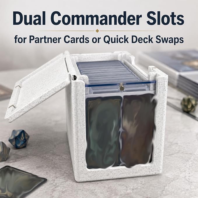 Magnetic Commander Deck Box Compatible with MTG – Card Deck Box Holds 100+ Triple Sleeved Cards, Dice Tray, Token & Sideboard Holder, Compatible with TCG CCG Magic Cards
