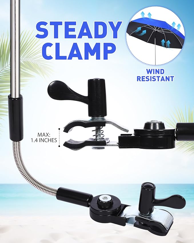 Shinylin 4 Pcs Beach Chair Umbrellas with Clamp 360° Adjustable 42" Umbrellas for Chairs Upf50+, Stroller, Fishing, Camping, Patio, Wheelchair, Golf Cart (Chair Not Included)