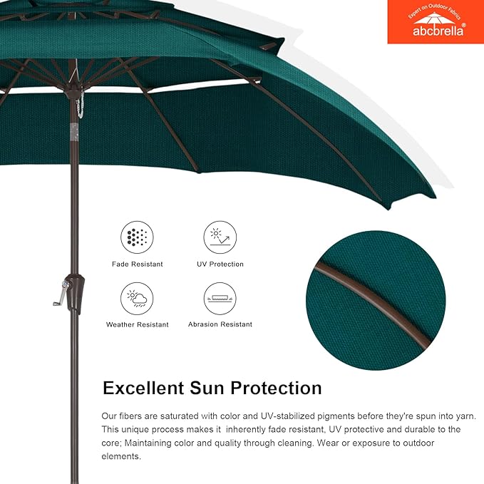 ABCCANOPY 5-Year 10-Year No Fading 9FT 3 Tiers Patio Umbrella, Outdoor Table Umbrella with 8 Sturdy Ribs for Deck, Backyard, Garden, Yard