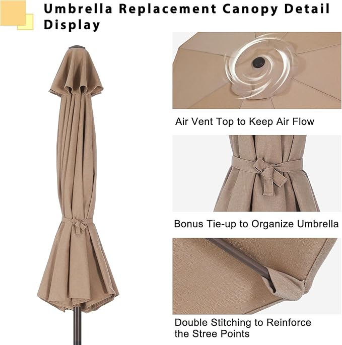 ABCCANOPY OLEFIN® 5-Year Non Fading 9FT Patio Umbrella Replacement Canopy Only (White)