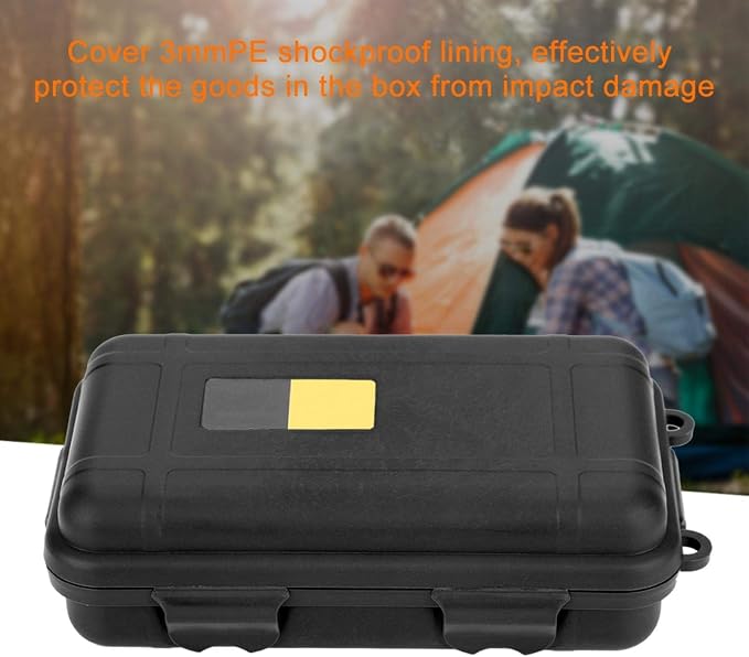 Cyrank Waterproof Storage Box,Shockproof Storage Container Outdoor Storage Box for Camping, Boating, Outdoor Survival 3 Colors 2 Sizes(Small-Black)