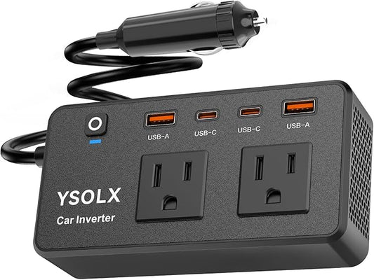 300W Portable Charger Car Power Inverters for Vehicle | 24W USB A/C,Dual 12V-110V AC Car Plug Adapter Outlet,Cigarette Lighter Adapter for Laptop/Camping/Road trip essentials