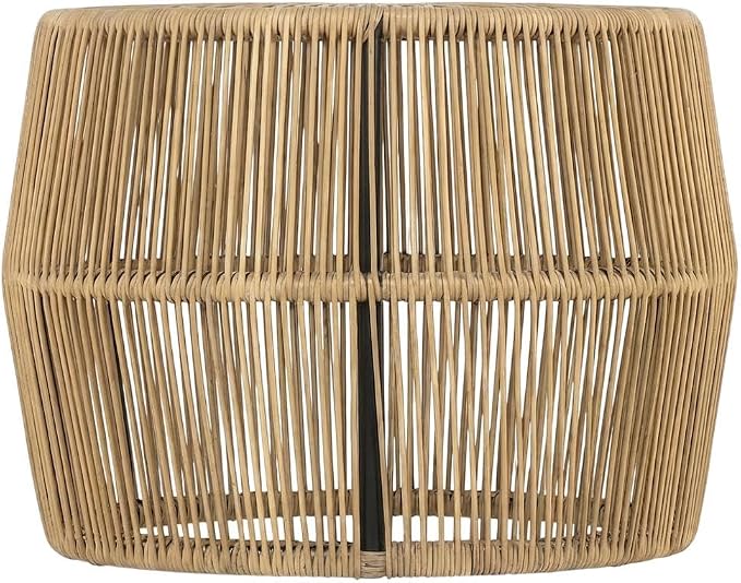 Brown Wicker Round Outdoor Coffee Table, Stylish Weather-Resistant Design, Durable Construction for Patio, Garden, Outdoor Lounge