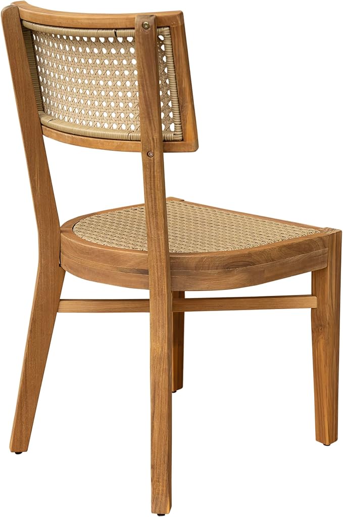Christopher Knight Home Neeko Acacia Wood Patio Dining Set for 4, Solid Wood Outdoor Dining Table Set for 4, Round Dining Table and Chairs Set of 4, Teak+Light Brown