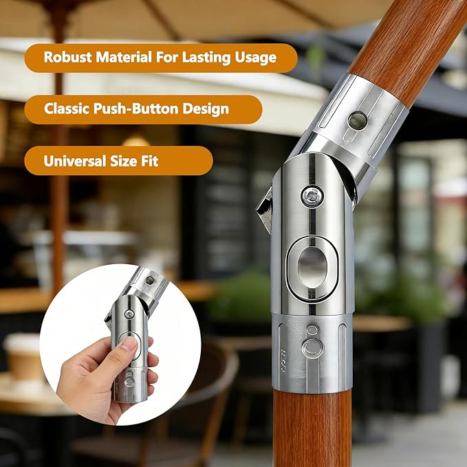 Patio Umbrella Replacement Parts, 1.5 Inch Outdoor Umbrella Pole Replacement with Push-Button Tilt Adjustment, Metal Parasol Mounting Bracket Accessory for Patio, Garden, Deck