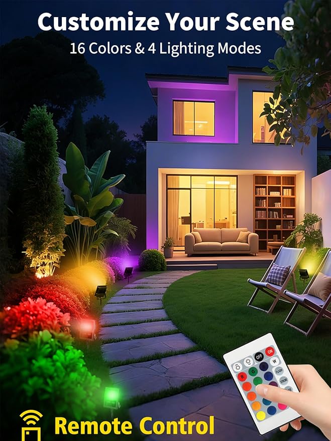 T-SUN Christmas Led Mini Flood Light Outdoor, 10W RGB Color Changing Waterproof Security Lights, with US Plug, Remote Control Spotlight for Garden Backyard Garage Decorative Stage Landscape (5 Pack)
