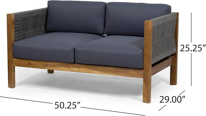 Christopher Knight Home Laurel Modern Outdoor Loveseat Set, Teak and Gray
