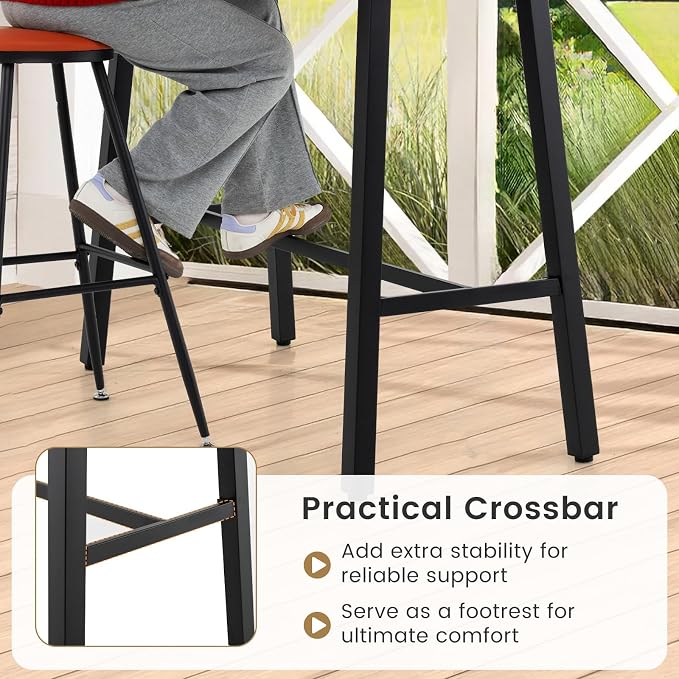 Tangkula 36" Patio Counter Height Bar Table, Rectangular High Pub Table with Sturdy Metal Frame and Adjustable Foot Pads, Outdoor Bistro Dining Table for Balcony, Backyard and Indoor, Black