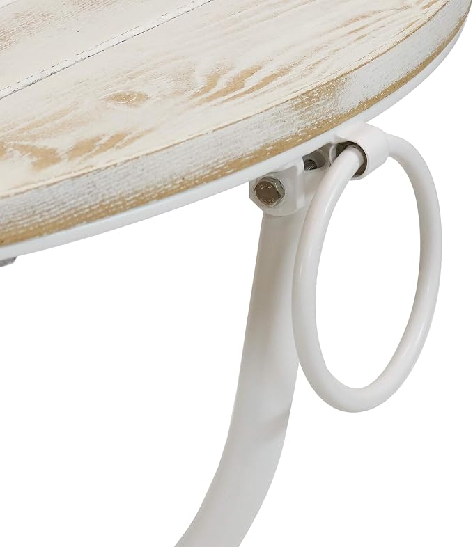 Sunnydaze French Country Wood Round Bistro Table - Portable White Folding Table for Indoor or Outdoor Use - 28" Round